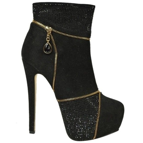 Bebe Everly Rhinestone Zipper platform boots Sz 8 - Picture 3 of 9